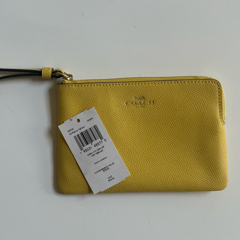 NEW Coach Yellow Wristlet